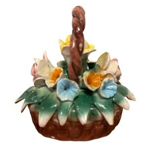 Capodimonte Italy Ceramic Flower Basket Decoration‎